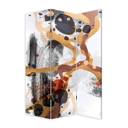 Palacedesigns 3 Panel Reversible Abstract Art Room Divider Screen - Black White Gray 72in.x48in.x1in. PA3084887